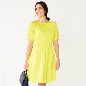 Draper James RSVP Women’s Linen Blend Smocked Waist Tie Neck Dress Size 18 EUC